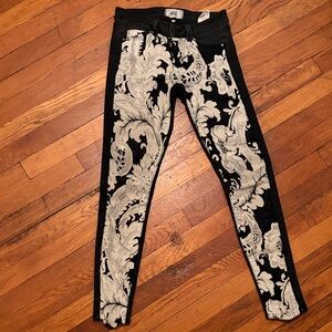 PAIGE Black and White Baroque Skinny Pants